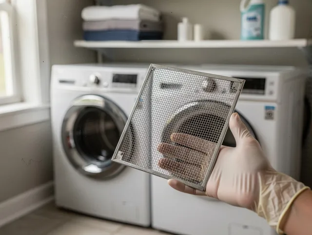 Copley Dryer Vent Cleaning specialist performing detailed lint trap cleaning service in Copley